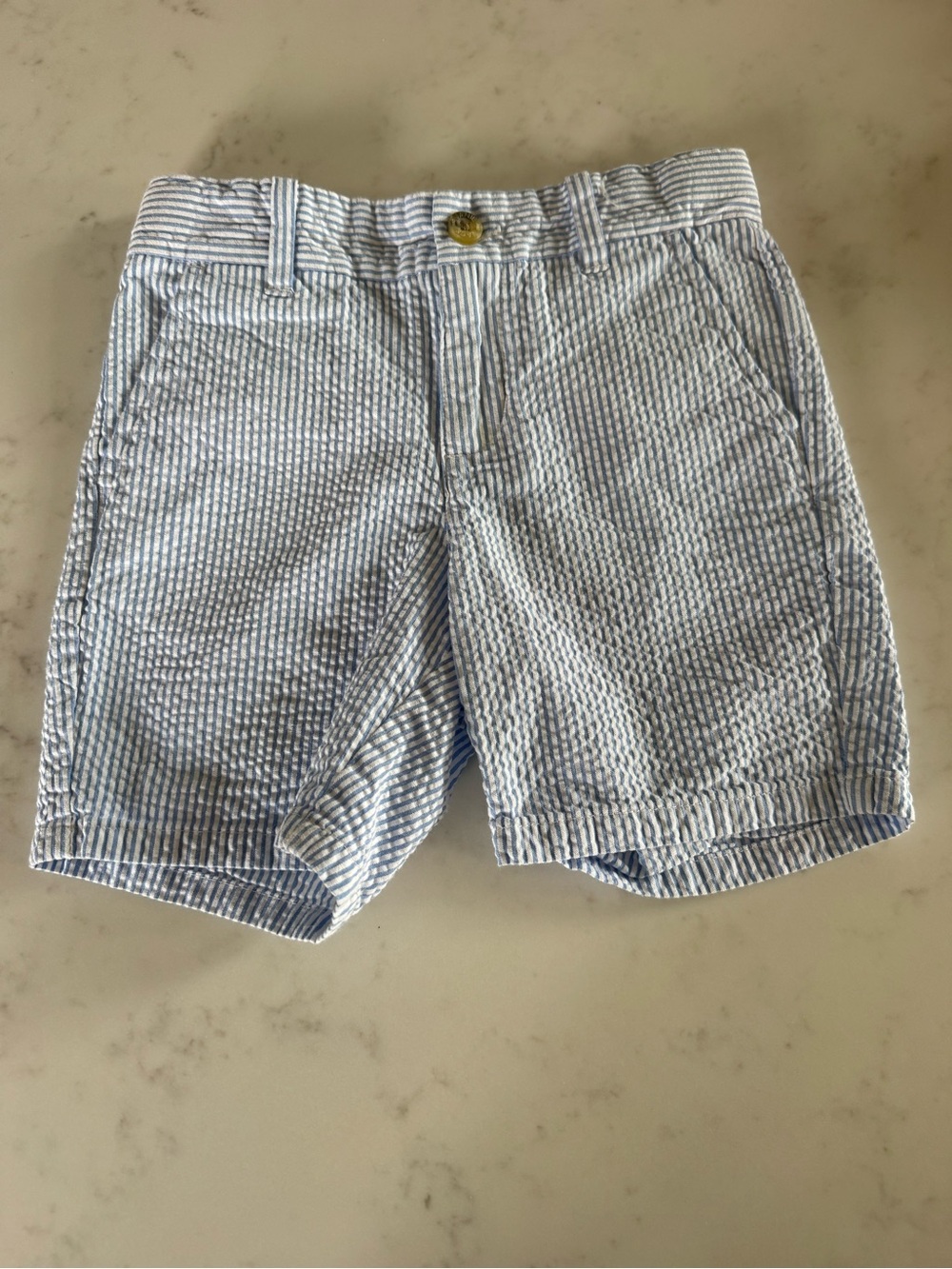 Janie and Jack Light Blue Striped Seersucker Shorts